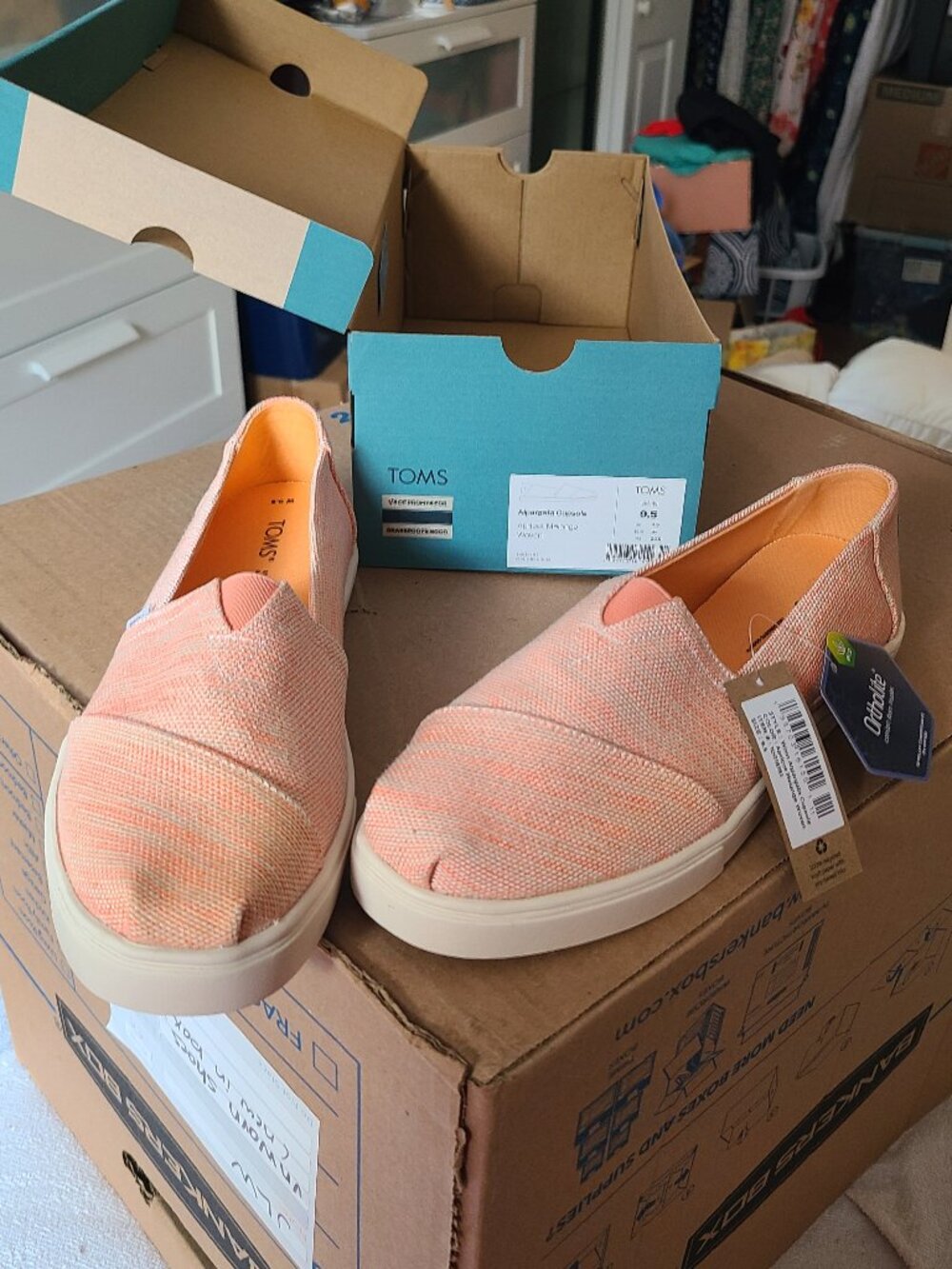 TOMS Alpargata Cupsole Flat Slip-ons, Apricot Melange Woven, W 9.5